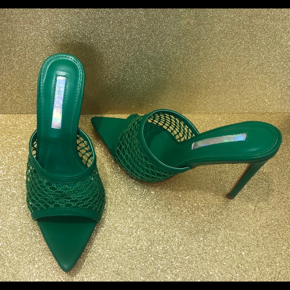 NWB Green Mule Heels
